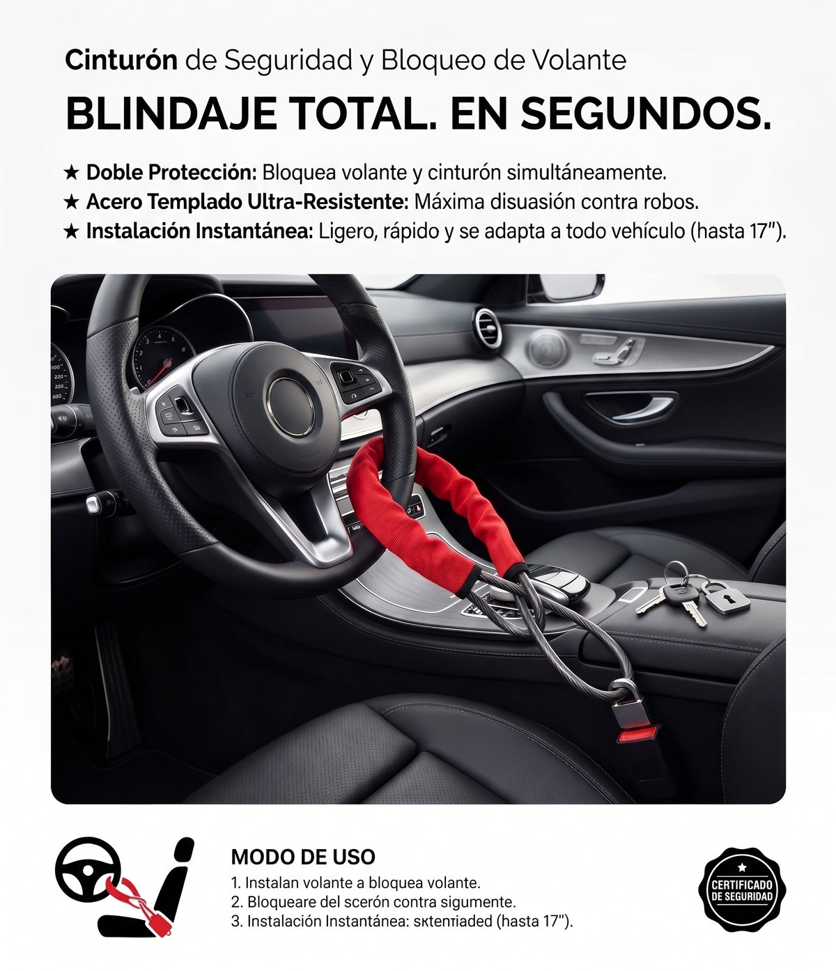 Traba Volante Antirrobo con Anclaje al Cinturón